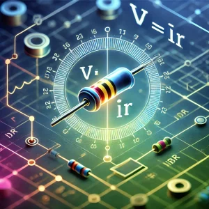 Illustration des Ohmschen Gesetzes mit einer elektrischen Schaltung, Widerstand und Formel